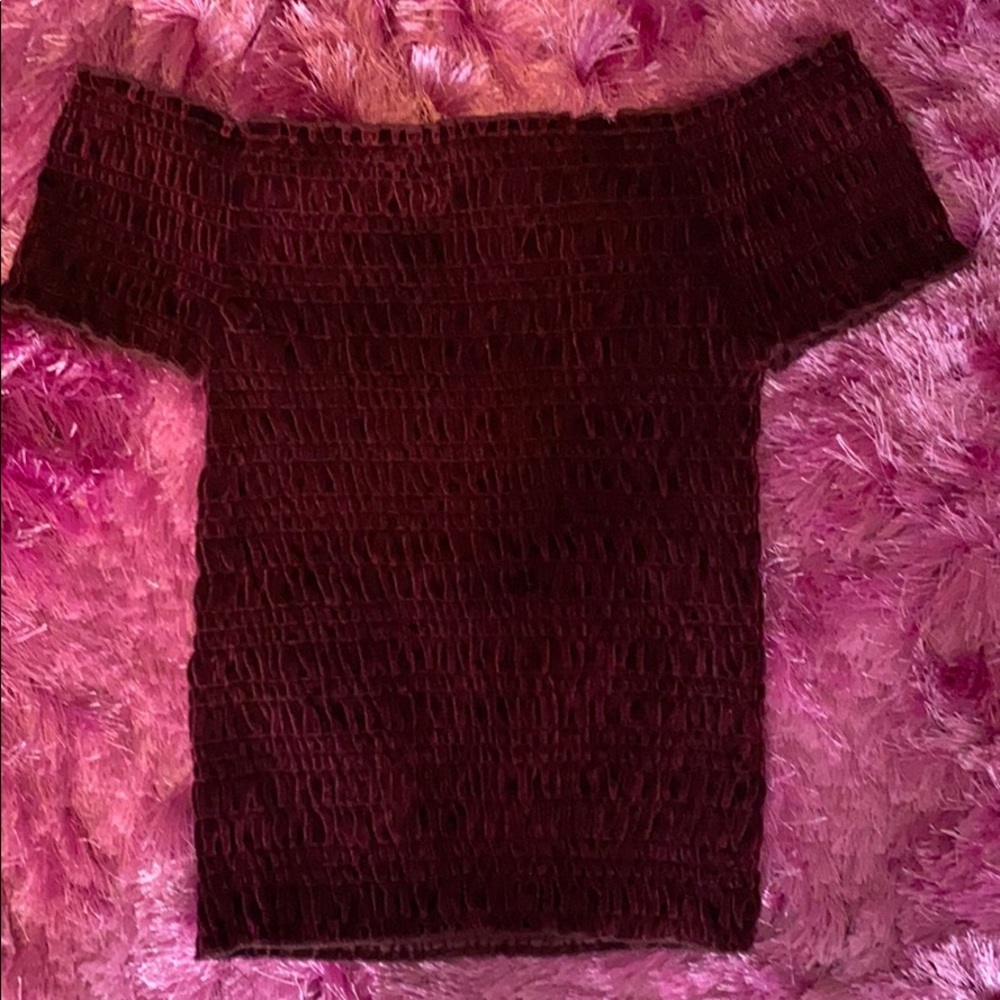 plum velvet off the shoulder top